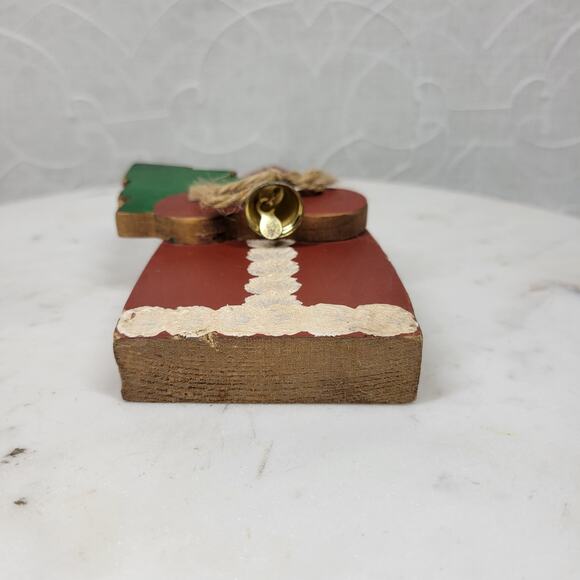 Vintage Wood Santa Claus 6" Red Green Handmade Hand Painted 3-D Christmas Tree - Picture 10 of 15